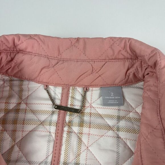 New Chicos Quilted Barn Jacket Sz 2 L Pink Chore Country Heritage Preppy - Picture 12 of 16